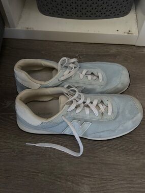 New Balance Pale Blue and White Mesh Trainers